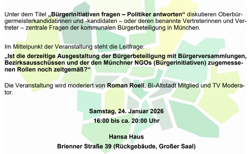 Einladung zur Dialogveranstaltung „Bürgerinitiativen fragen – Politiker antworten“